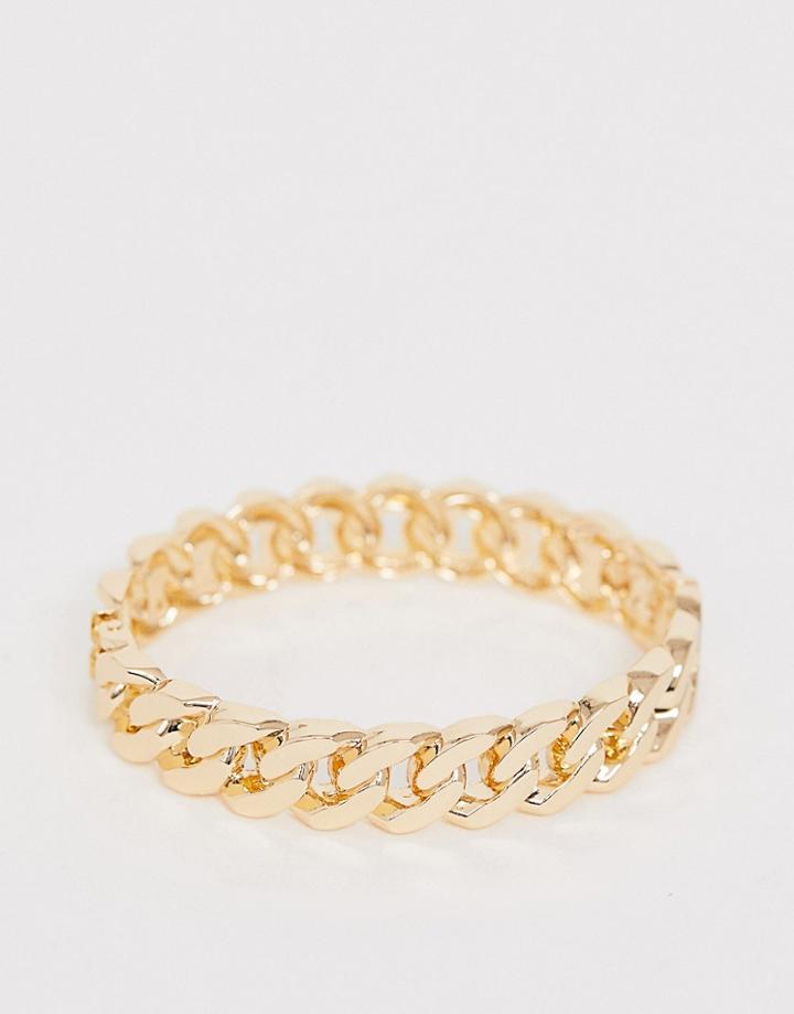 Asos Design Hinge Cuff Bracelet In Curb Chain Design In Gold Tone