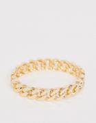 Asos Design Hinge Cuff Bracelet In Curb Chain Design In Gold Tone
