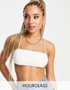 Asos Design Minimal Bandeau Tie Back Crop Top-white