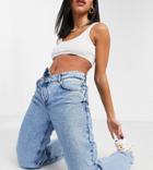 Reclaimed Vintage Inspired 90's Dad Jean With Stepped Waistband In Blue-blues
