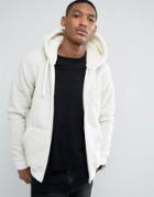 Brave Soul Zip Through Borg Hoodie - Beige