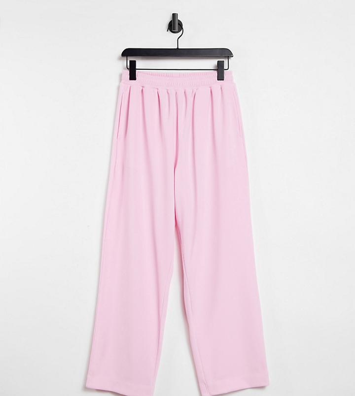 Collusion Unisex Wide Leg Sweatpants In Rib Fabric In Pink