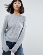 Asos Sweater In Fluffy Yarn With Crew Neck - Gray