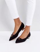 Lost Ink Black Bow Pointed Ballet Shoes - Black
