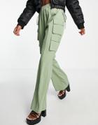 I Saw It First Tie Waist Cargo Pants In Sage-green