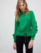 Miss Selfridge Frill Open Back Sweater - Green