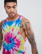 Urban Threads Rainbow Tie Dye Print Vest - Black