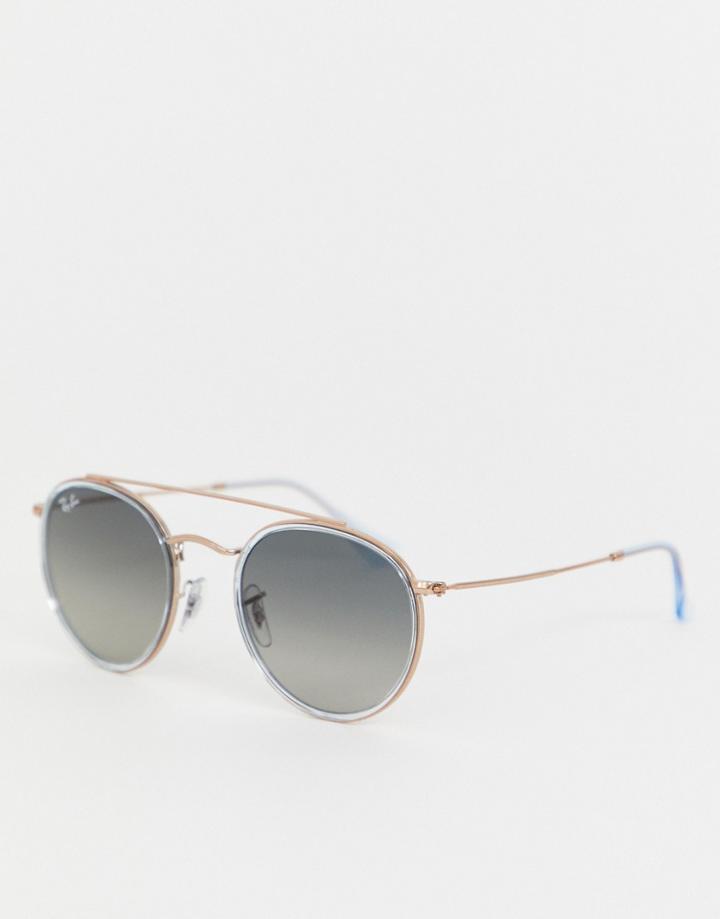 Ray-ban 0rb3647n Round Sunglasses With Double Brow - Blue