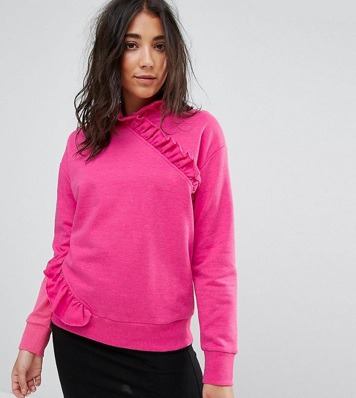 Miss Selfridge High Neck Ruffle Sweater-pink