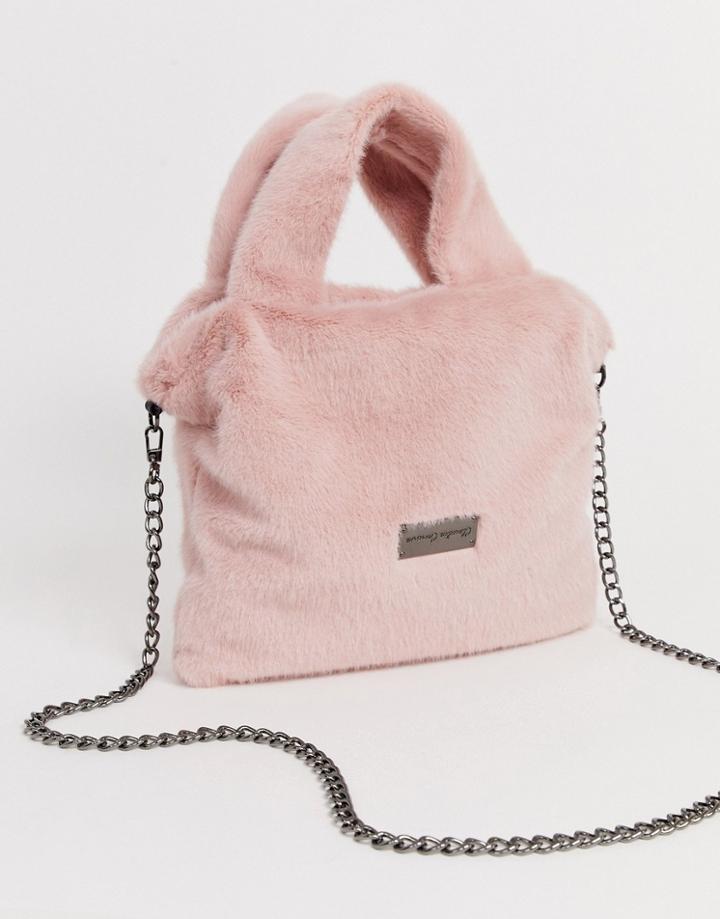 Claudia Canova Fur Grab Bag In Pink