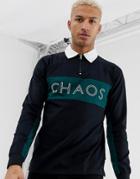 D-struct Cut And Sew Rugby Polo - Black