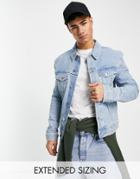 Asos Design Skinny Denim Jacket In Light Stone-blue