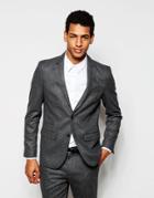Selected Homme Flannel Wool Suit Jacket In Skinny Fit - Gray