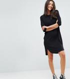 Asos Design Tall Oversize T-shirt Dress With Seam Detail - Black