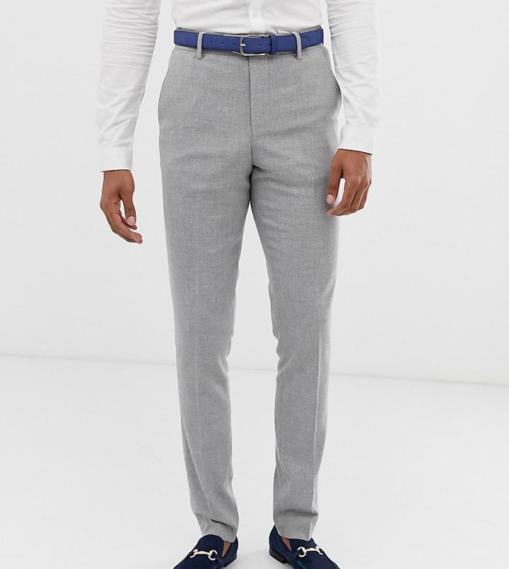 Asos Design Tall Wedding Skinny Suit Pants In Gray Twist Micro Texture