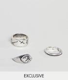 Reclaimed Vintage Inspired Chunky Ring Pack In Silver Exclusive To Asos - Silver