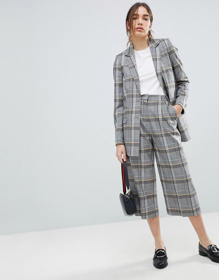 Asos Design Tailored Check Culottes - Multi