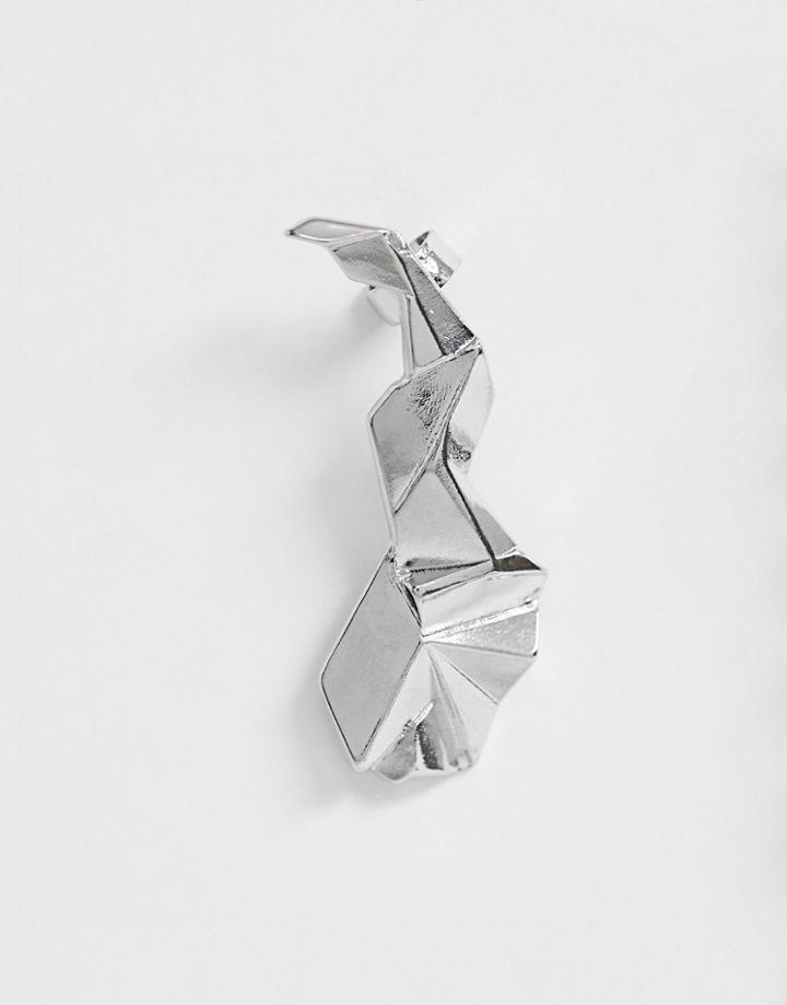 Asos Design Abstract Ear Cuff In Silver Tone - Silver