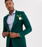 Asos Design Tall Skinny Cotton Blazer In Green