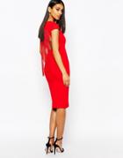 Rare London Body-conscious Dress With Fringe Back - Red