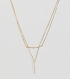 Designb London Gold Plated Sterling Silver Cz Bar Multi-row Necklace - Gold