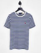 Polo Ralph Lauren Icon Logo Stripe T-shirt In Navy/white