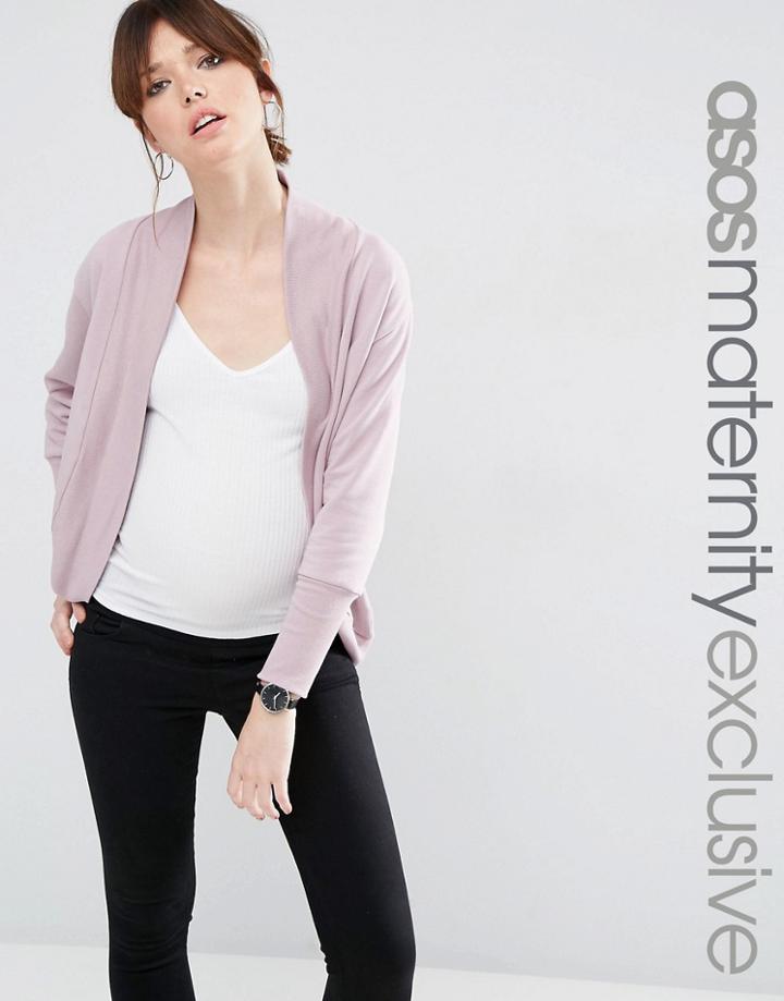 Asos Maternity Lounge Sweat Cardigan With Rib - Purple