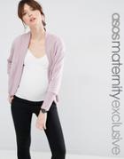 Asos Maternity Lounge Sweat Cardigan With Rib - Purple