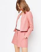 Asos Crop Blazer In Linen - Cosmetic Pink