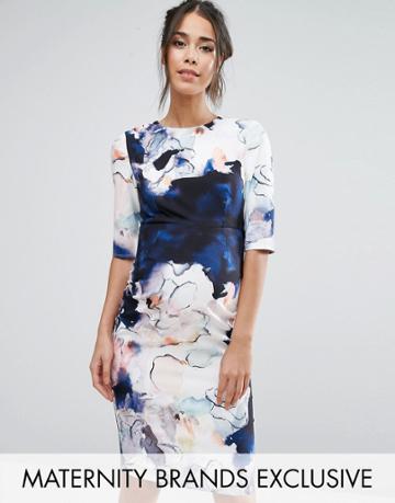 Little Mistress Maternity Floral Pencil Dress - Multi