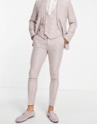 Asos Design Super Skinny Suit Pants In Pink Houndstooth