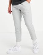 Asos Design Cigarette Chinos With Pleats In Light Gray Seersucker-grey