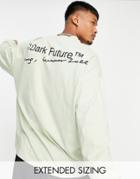 Asos Dark Future Oversized Long Sleeve T-shirt With Logo Print In Mint Green