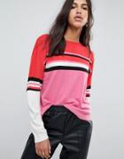 Asos Sweater With Crew Neck In Color Block Stripe - Multi