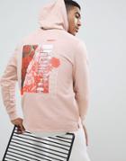 Asos Design Hoodie With Rose Back Print In Pink - Pink
