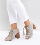 Asos Tonic Wide Fit Lace Up Heeled Sandals - Gray
