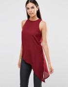 Ax Paris Tank Top With Asymmetric Hem - Wine