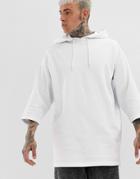 Asos Design Oversized Longline Sweatshirt With 3/4 Sleeves In White - White
