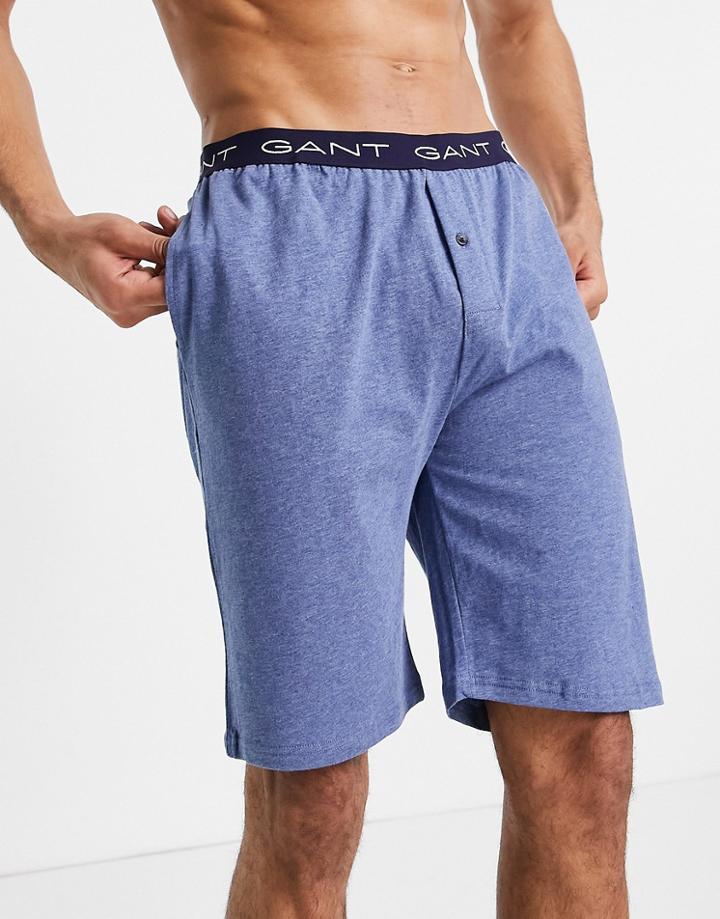 Gant Lounge Shorts In Blue With Logo Waistband-blues