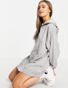 Asos Design Oversized Sweats Hoodie Mini Dress In Gray Heather-grey