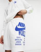 Nike World Tour Pack Graphic Shorts In White