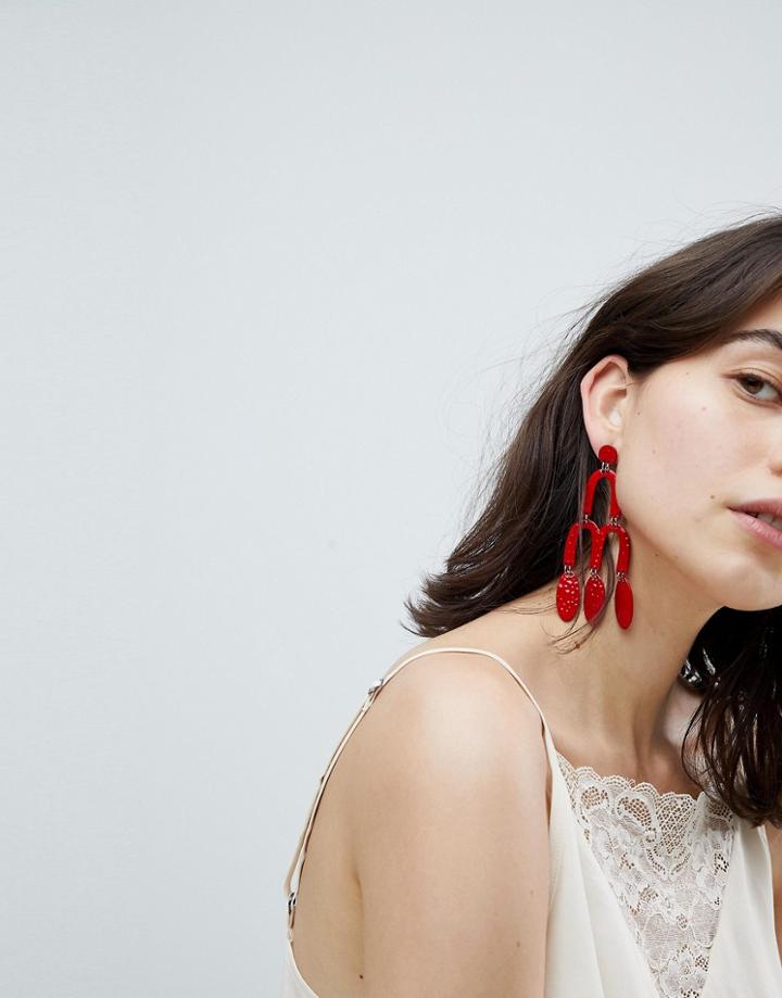 Mango Red Statement Earrings - Red