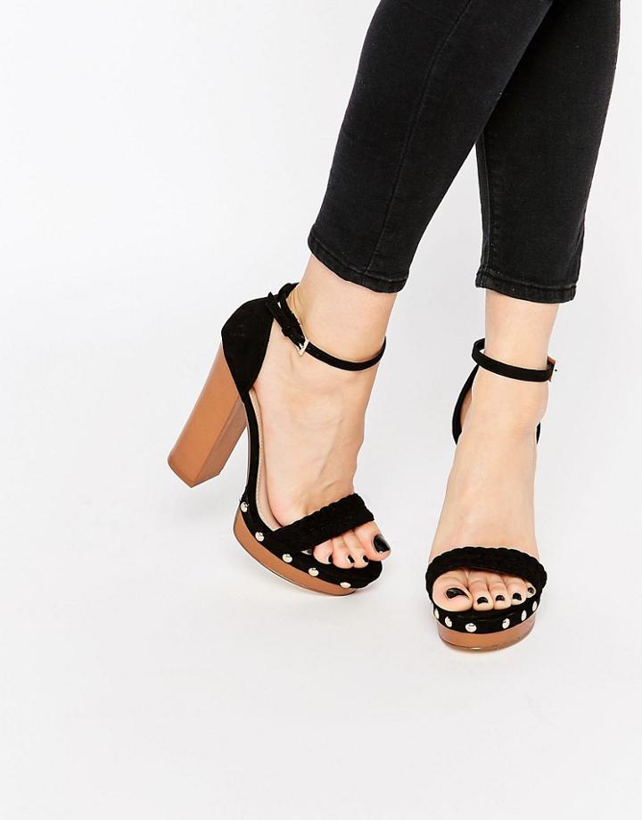 Lipsy Bella Black Clog Platform Heeled Sandals - Black