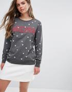 Pieces Lita Unicorn Print Sweater - Gray