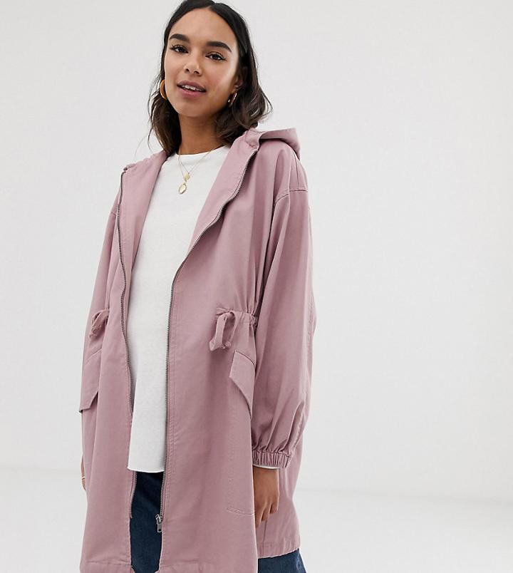 Asos Design Maternity Lightweight Parka-pink