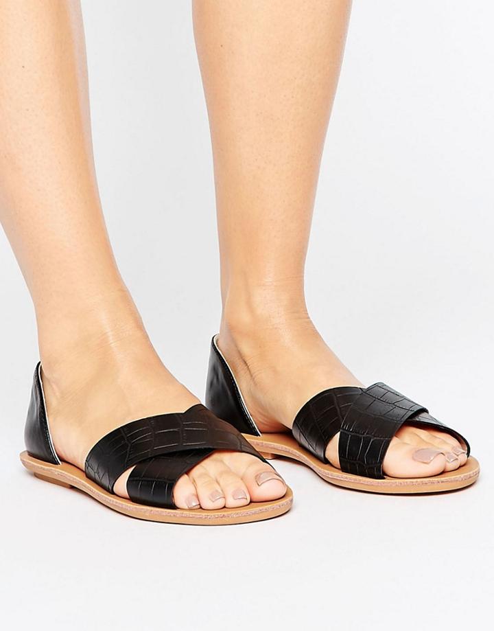 London Rebel Cross 2 Part Sandals - Black
