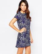 Ax Paris Shift Dress With Slight Dip Back - Navy