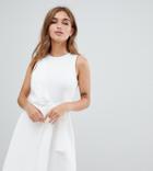 Asos Design Petite Exclusive Wrap Mini Dress With Tie Side - White