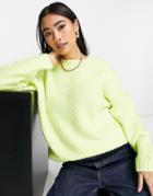 Asos Design Oversized Sweater In Textured Stitch In Yellow