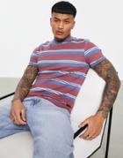 Asos Design Muscle Fit Stripe T-shirt In Red & Blue